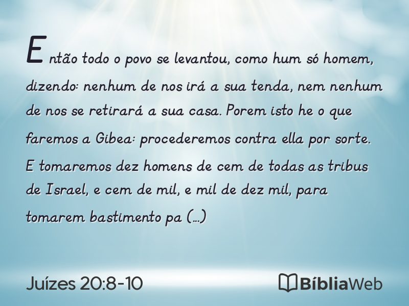 Juízes 20:8-10 em imagem para compartilhar