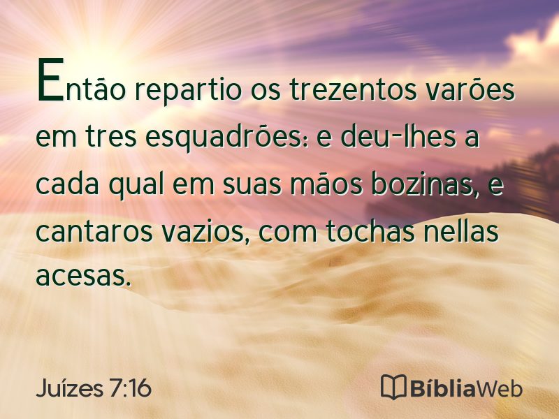Juízes 7:16 em imagem para compartilhar
