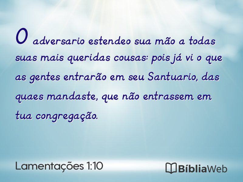 Lamentações 1:10 em imagem para compartilhar