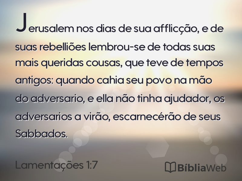 Lamentações 1:7 em imagem para compartilhar