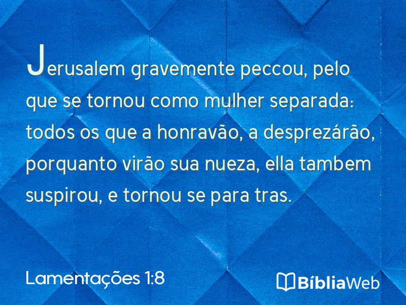 Lamentações 1:8 em imagem para compartilhar