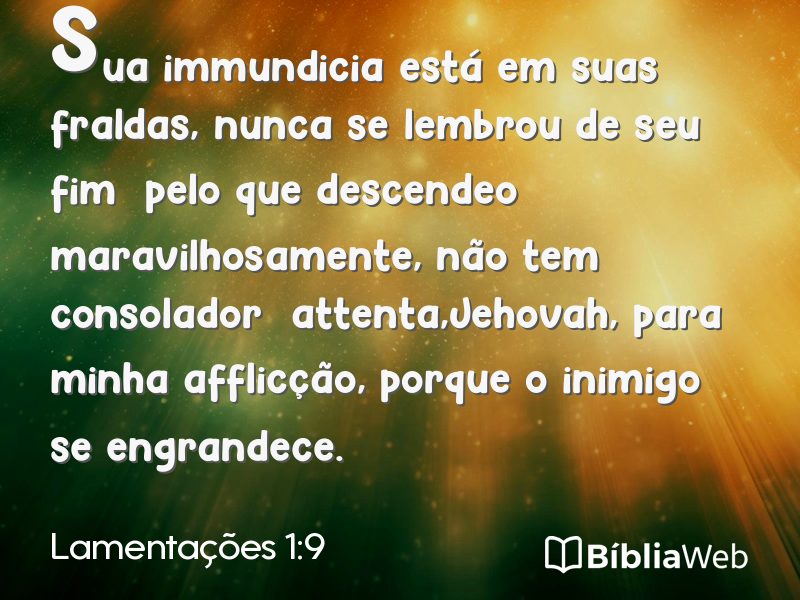 Lamentações 1:9 em imagem para compartilhar