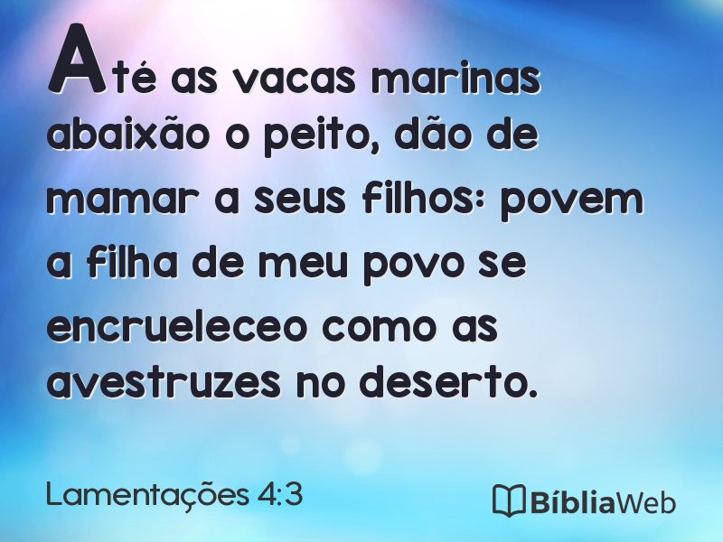 Lamentações 4:3 em imagem para compartilhar