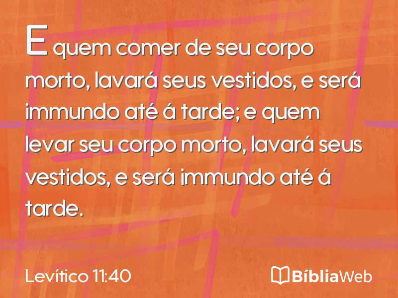 Levítico 11:40 em imagem para compartilhar
