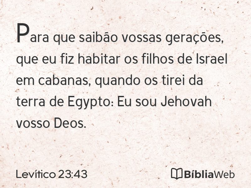 Levítico 23:43 em imagem para compartilhar