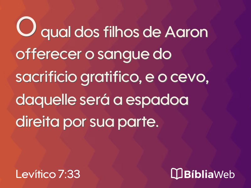 Levítico 7:33 em imagem para compartilhar