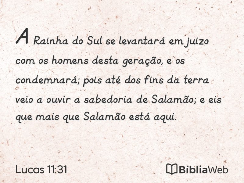 Lucas 11:31 em imagem para compartilhar