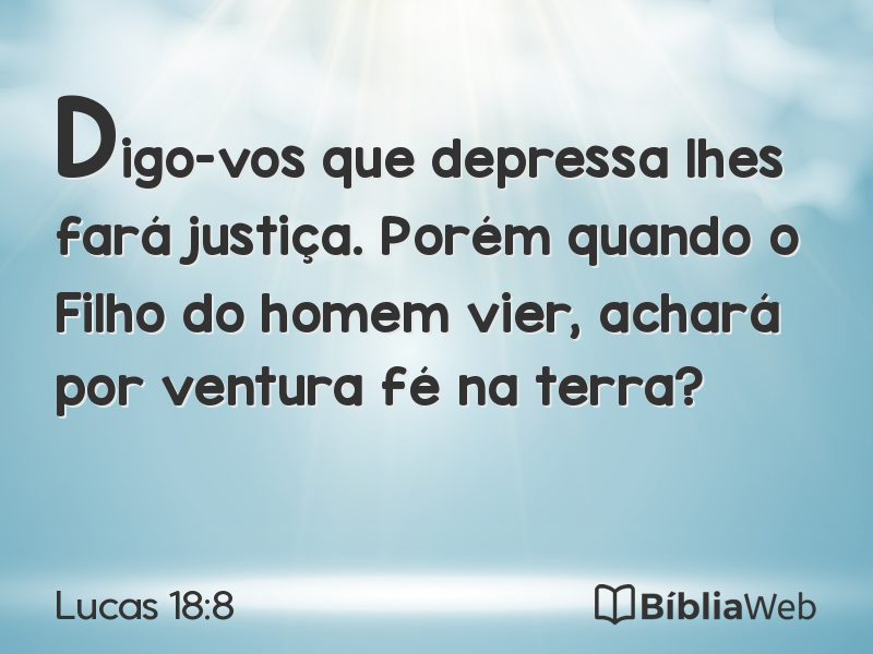Lucas 18:8 em imagem para compartilhar