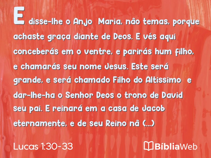 Lucas 1:30-33 em imagem para compartilhar