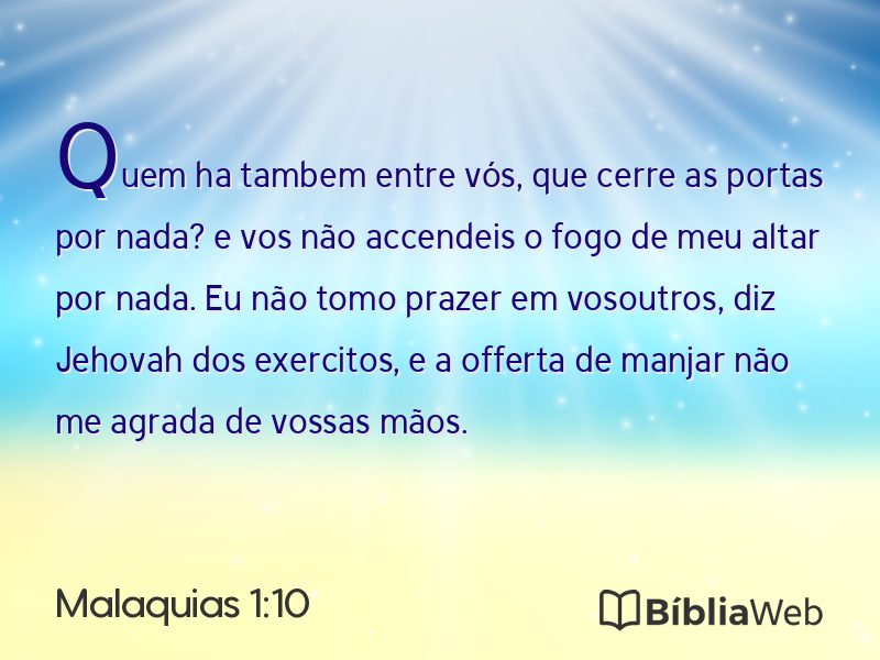 Malaquias 1:10 em imagem para compartilhar