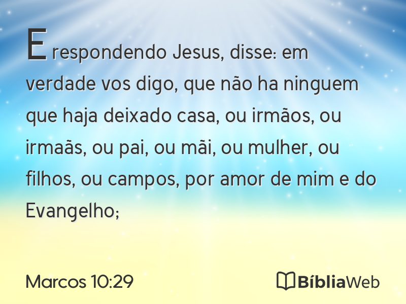 Marcos 10:29 em imagem para compartilhar