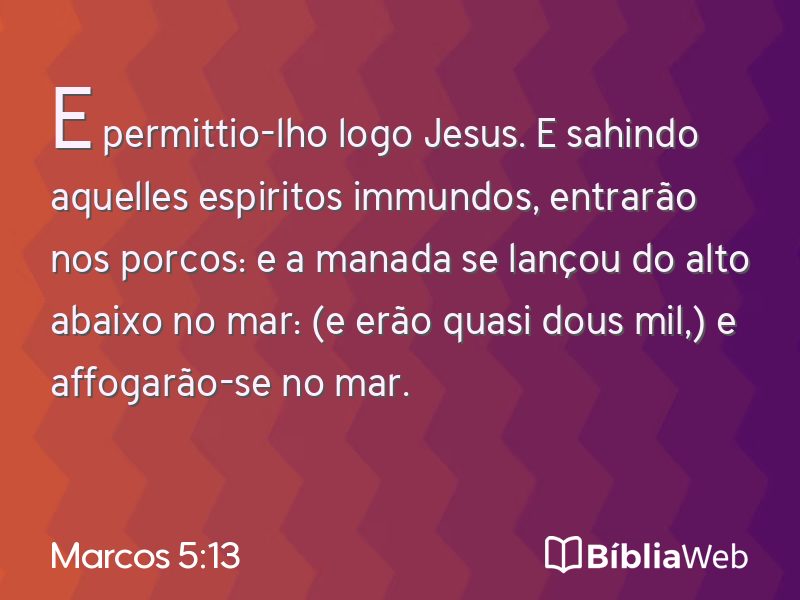 Marcos 5:13 em imagem para compartilhar