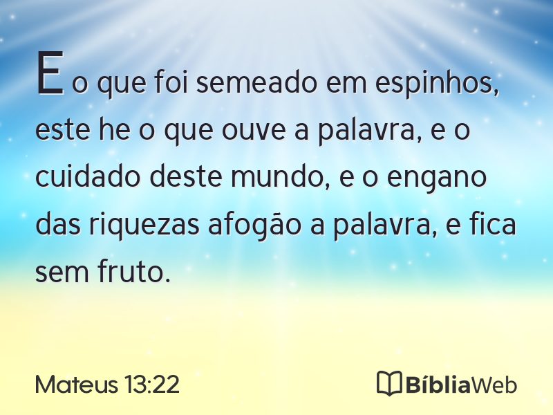 Mateus 13:22 em imagem para compartilhar