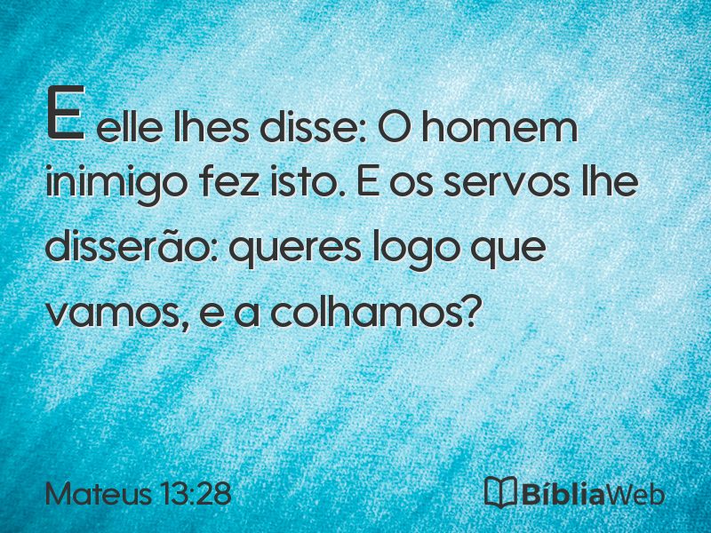 Mateus 13:28 em imagem para compartilhar