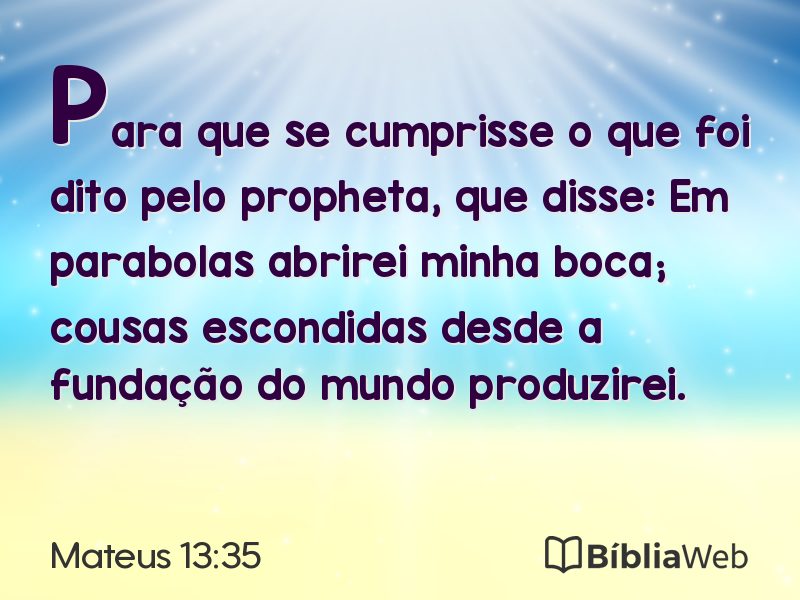 Mateus 13:35 em imagem para compartilhar