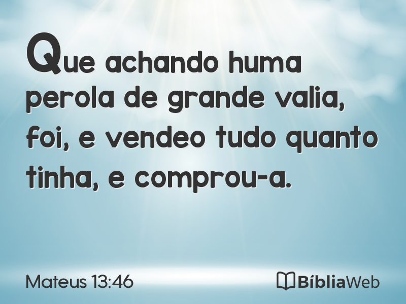 Mateus 13:46 em imagem para compartilhar