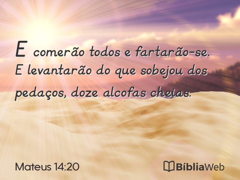 Mateus 14:20 em imagem para compartilhar