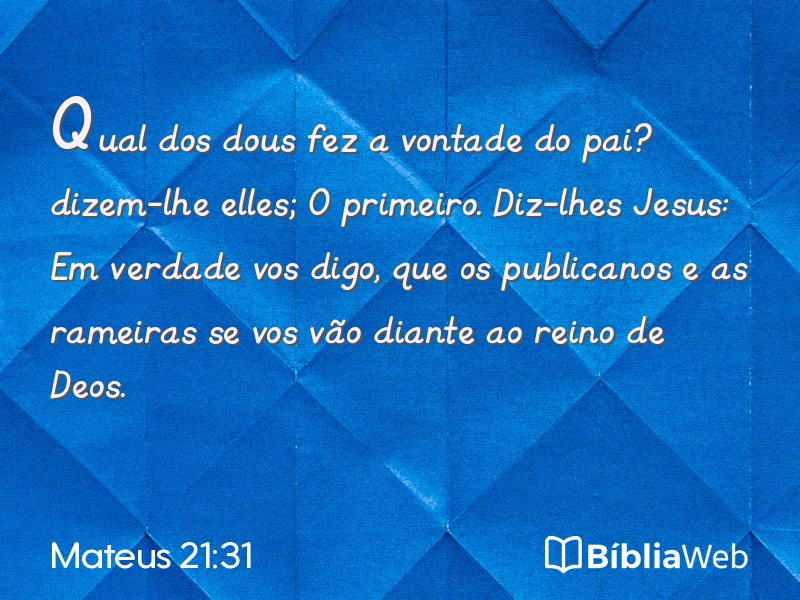 Mateus 21:31 em imagem para compartilhar