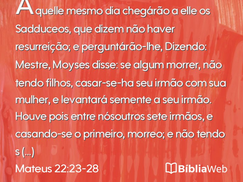 Mateus 22:23-28 em imagem para compartilhar