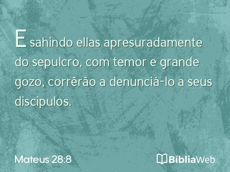 Mateus 28:8 em imagem para compartilhar