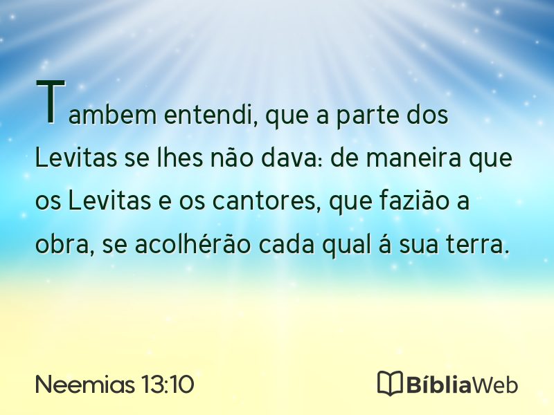 Neemias 13:10 em imagem para compartilhar