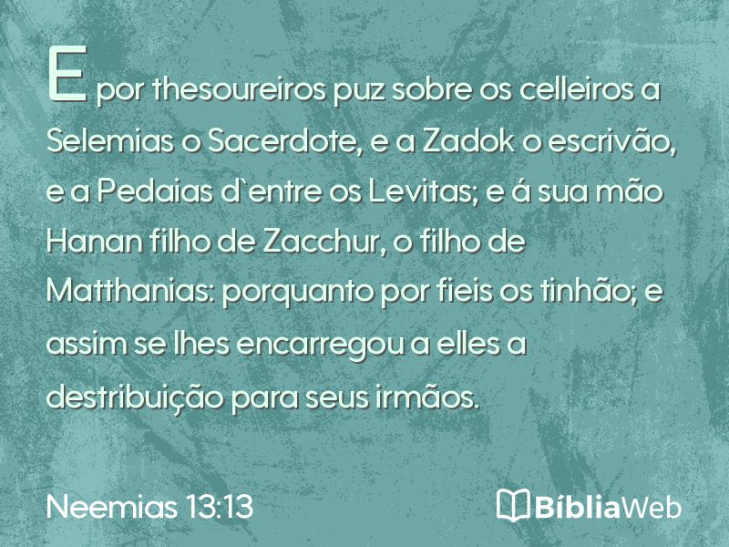 Neemias 13:13 em imagem para compartilhar