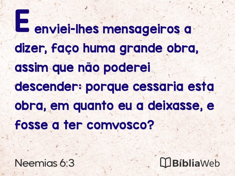 Neemias 6:3 em imagem para compartilhar