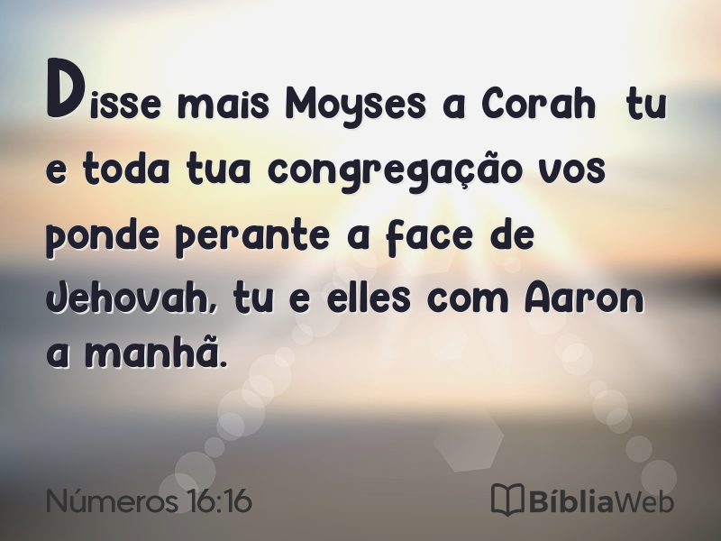 Números 16:16 em imagem para compartilhar