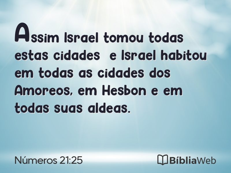 Números 21:25 em imagem para compartilhar