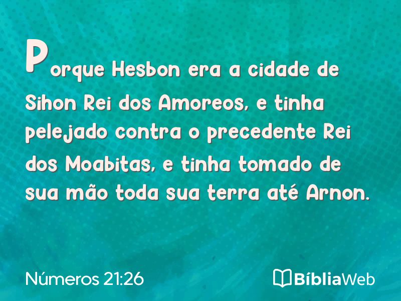 Números 21:26 em imagem para compartilhar