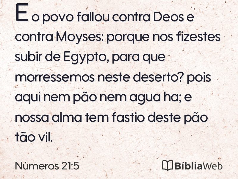 Números 21:5 em imagem para compartilhar