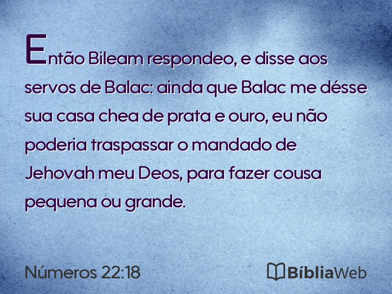 Números 22:18 em imagem para compartilhar