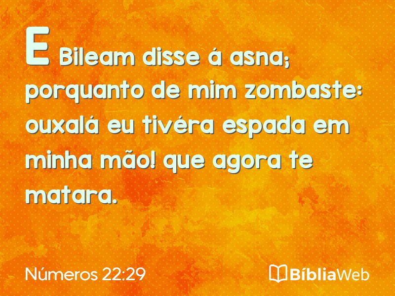 Números 22:29 em imagem para compartilhar