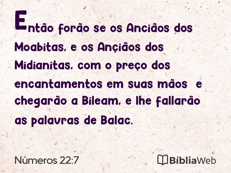 Números 22:7 em imagem para compartilhar