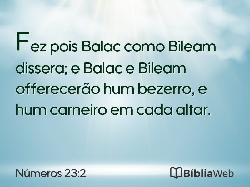 Números 23:2 em imagem para compartilhar