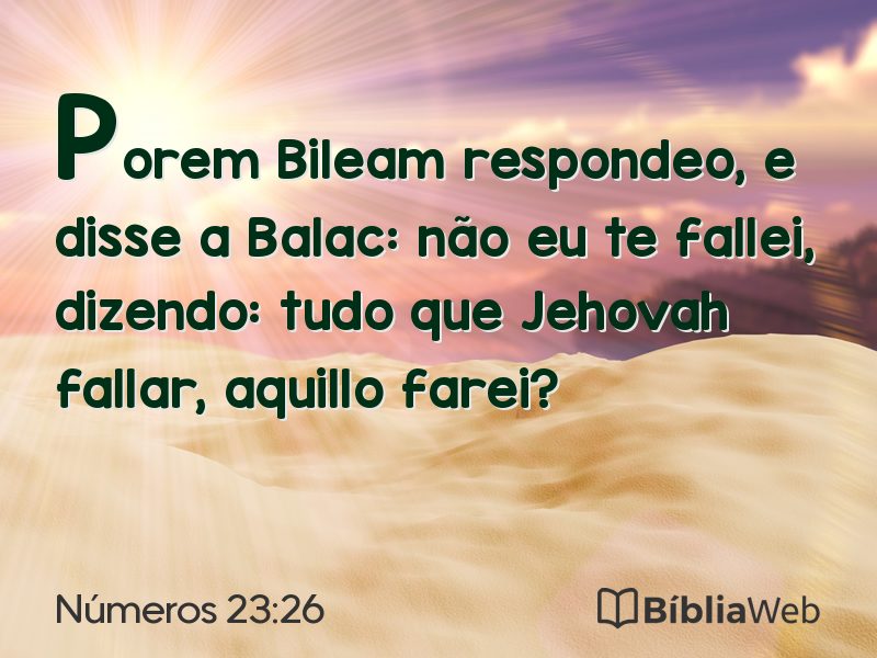 Números 23:26 em imagem para compartilhar