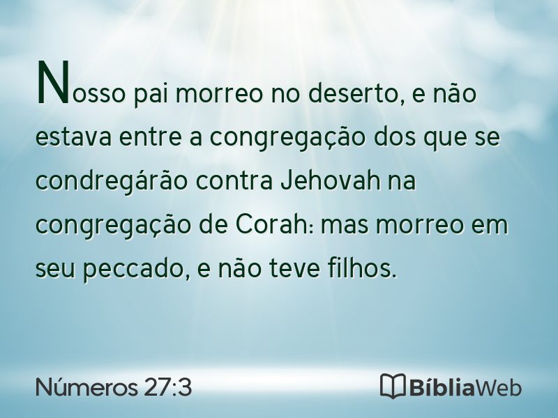 Números 27:3 em imagem para compartilhar