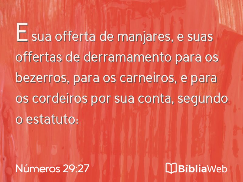 Números 29:27 em imagem para compartilhar