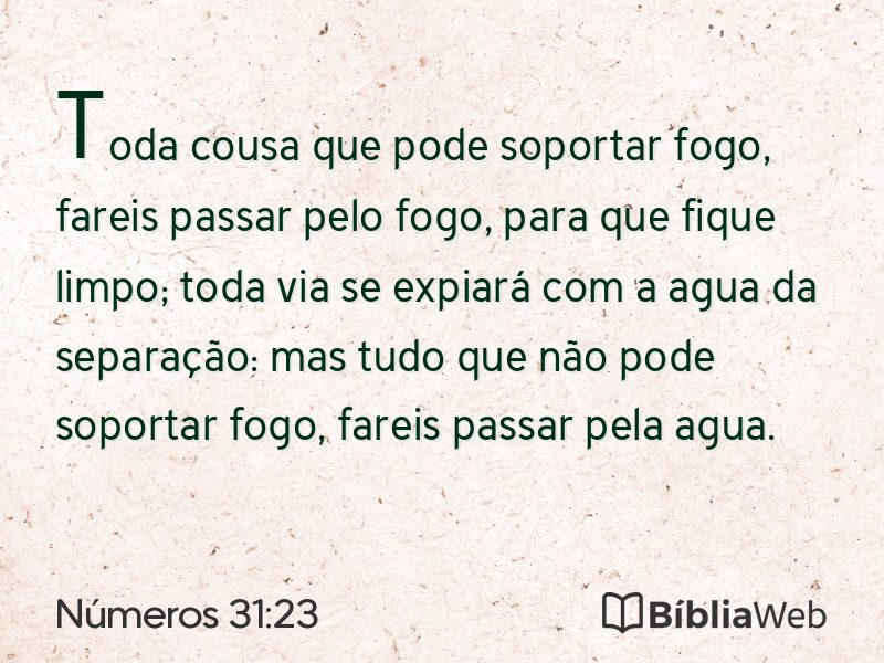 Números 31:23 em imagem para compartilhar