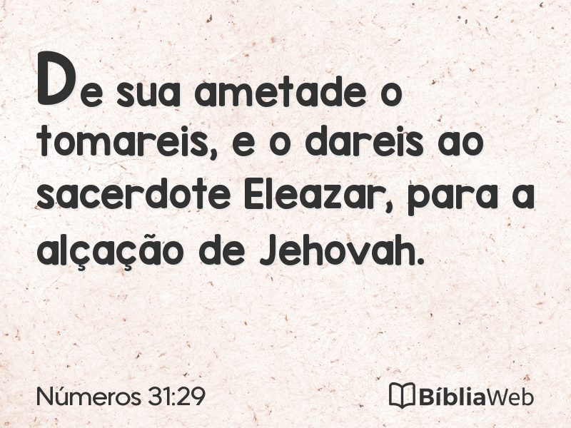 Números 31:29 em imagem para compartilhar