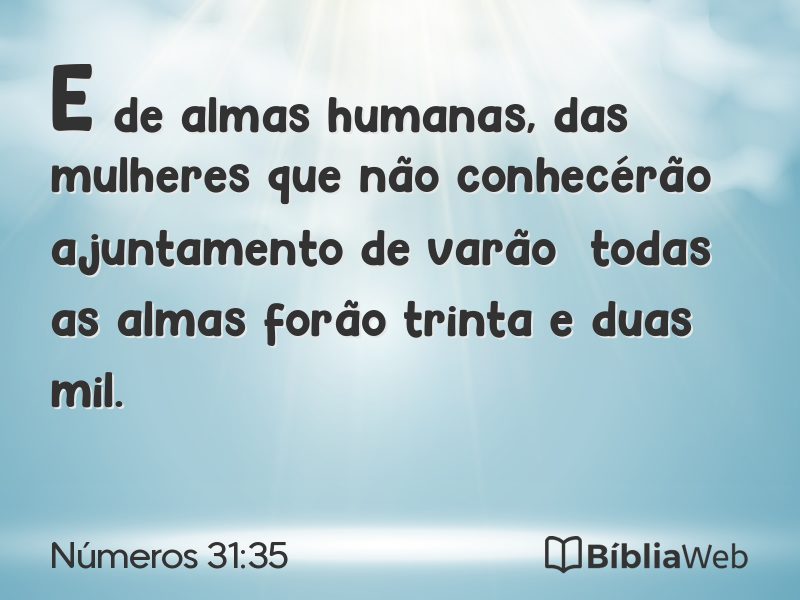Números 31:35 em imagem para compartilhar