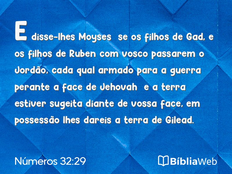 Números 32:29 em imagem para compartilhar