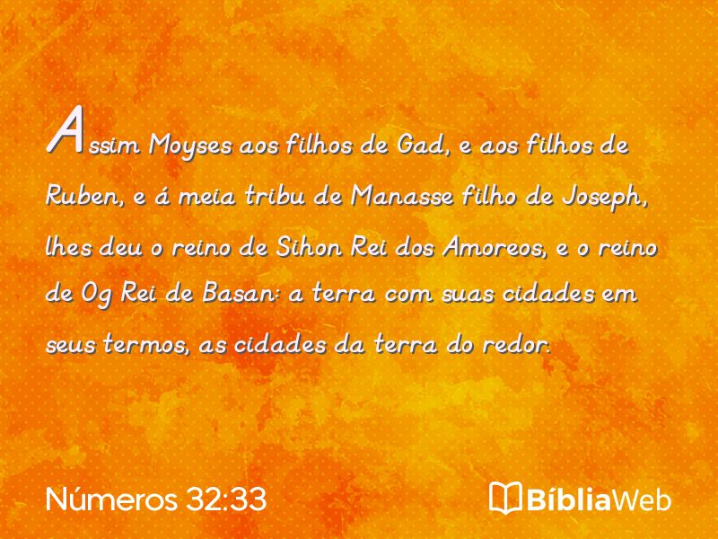 Números 32:33 em imagem para compartilhar