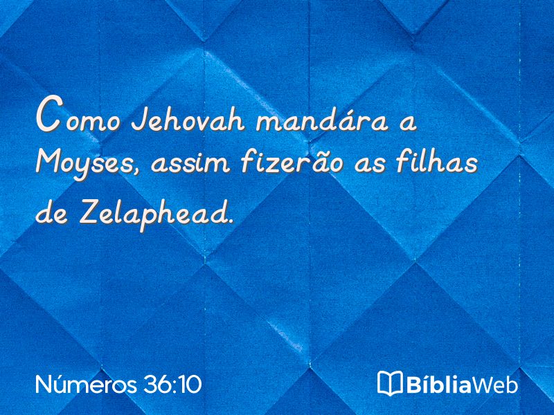 Números 36:10 em imagem para compartilhar