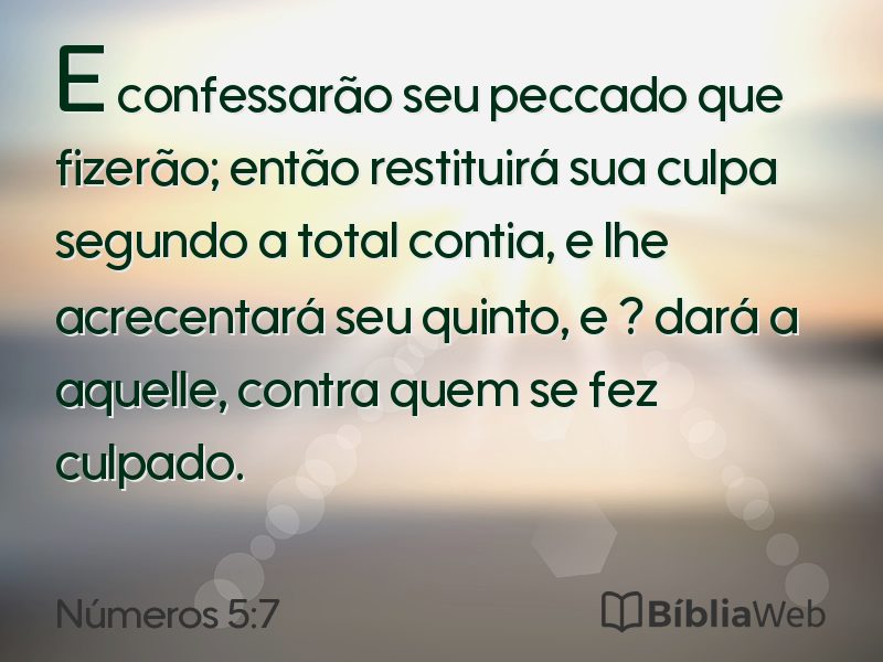 Números 5:7 em imagem para compartilhar