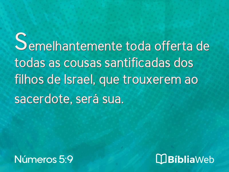 Números 5:9 em imagem para compartilhar