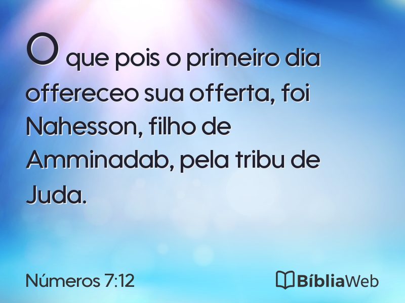 Números 7:12 em imagem para compartilhar
