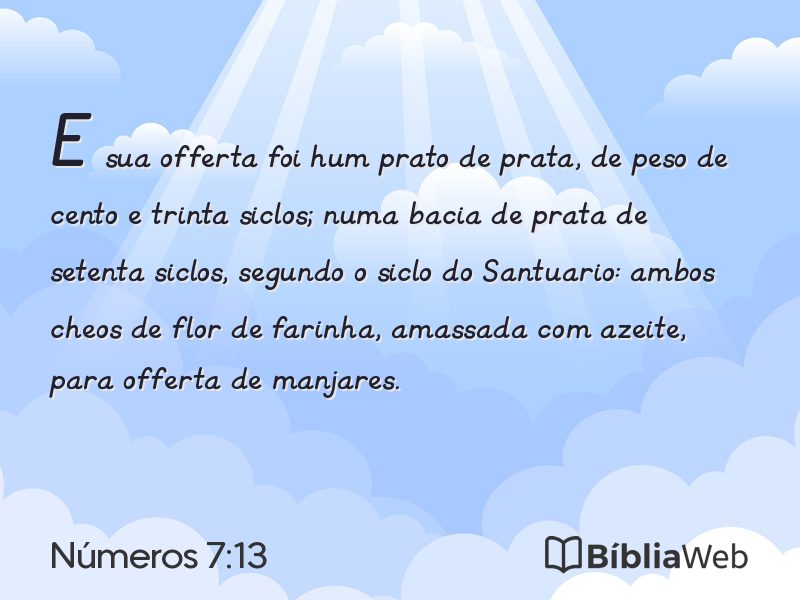 Números 7:13 em imagem para compartilhar