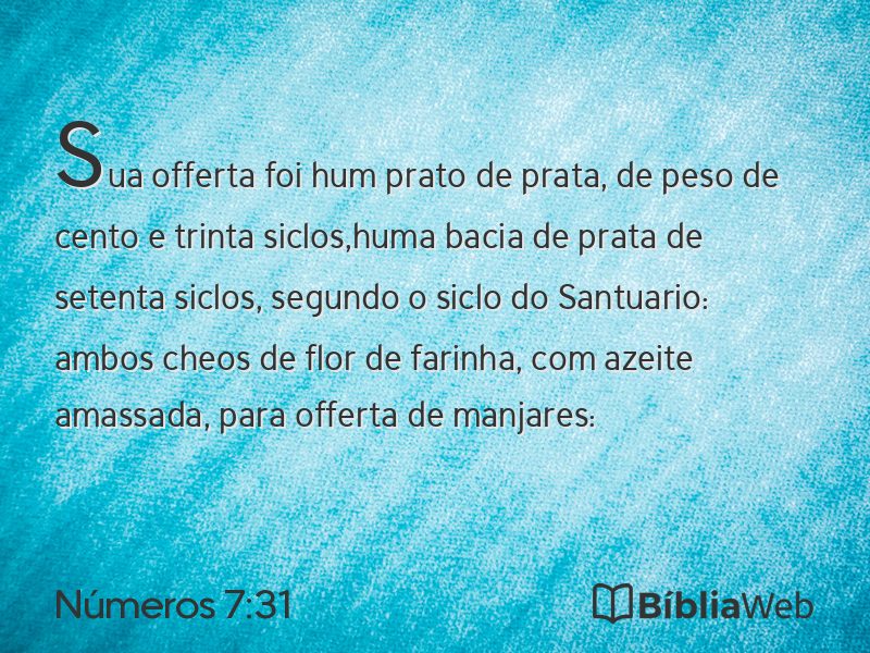 Números 7:31 em imagem para compartilhar