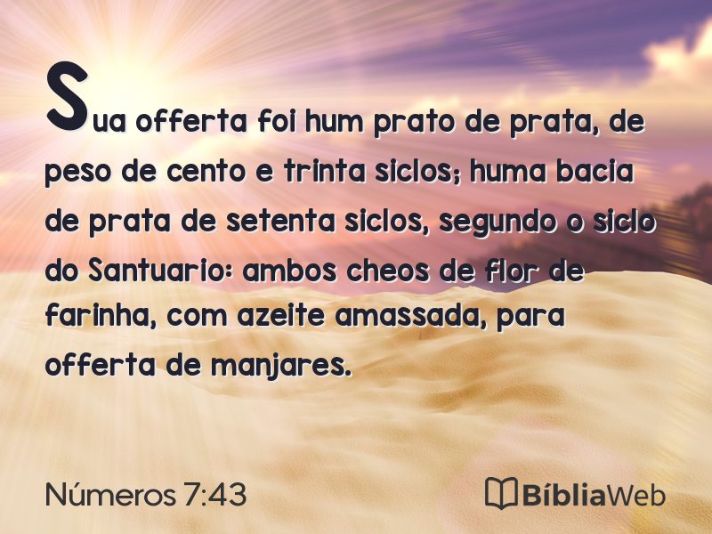Números 7:43 em imagem para compartilhar